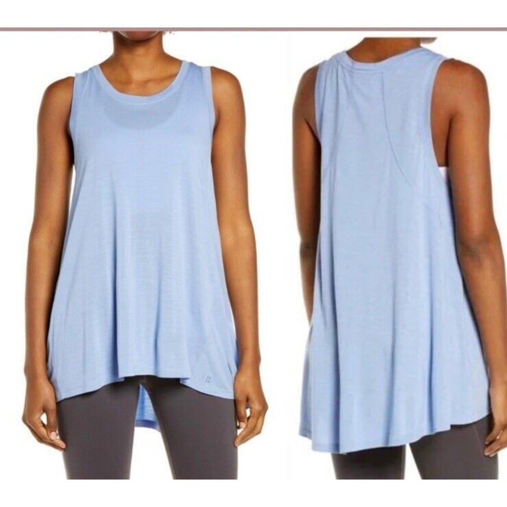 Sweaty Betty Top Size Medium Easy Peazy Pale Blue Bamboo Tank